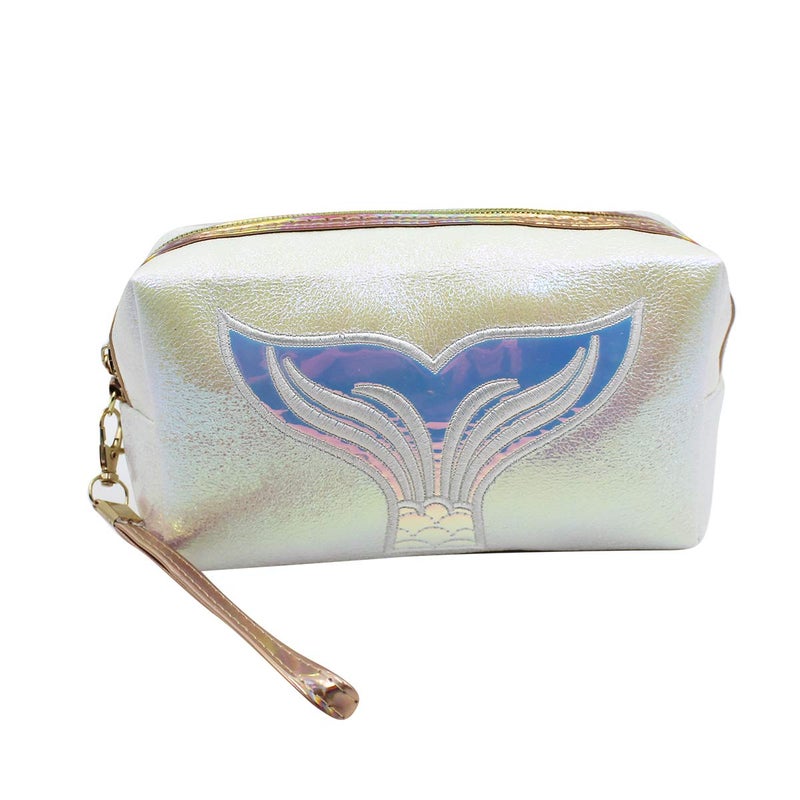 MOSSTYUS Holographic Cosmetic Bag Travel Toiletry Organizer Mermaid Storage Purse Makeup Carrying Case - Image 1